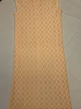 Vintage 1950s Dalton Cream Cashmere Knit Dress Diamond Lattice